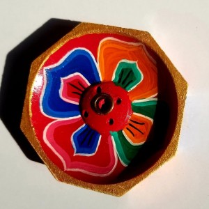 OCTAGONAL WOODEN INCENSE BURNER