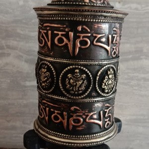 OM MANI WITH EIGHT AUSPICIOUS SIGN PRAYER WHEEL