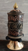 OM MANI WITH EIGHT AUSPICIOUS SIGN PRAYER WHEEL