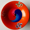 OM  PAINTED WOODEN INCENSE BURNER ( ORANGE)