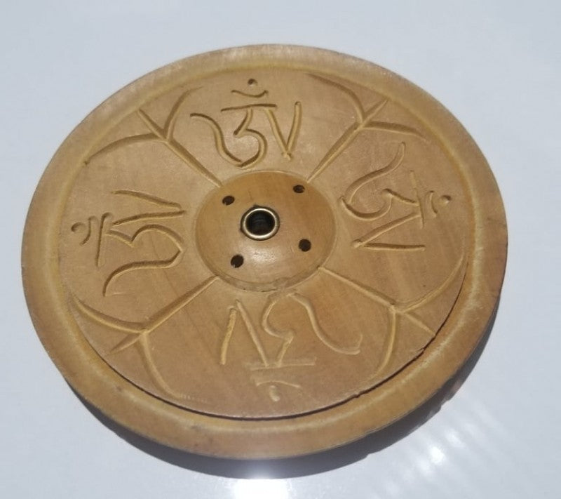 OM WOODEN INCENSE BURNER