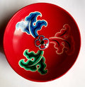 RED ROUND WITH LEAVES  WOODEN INCENSE BURNER