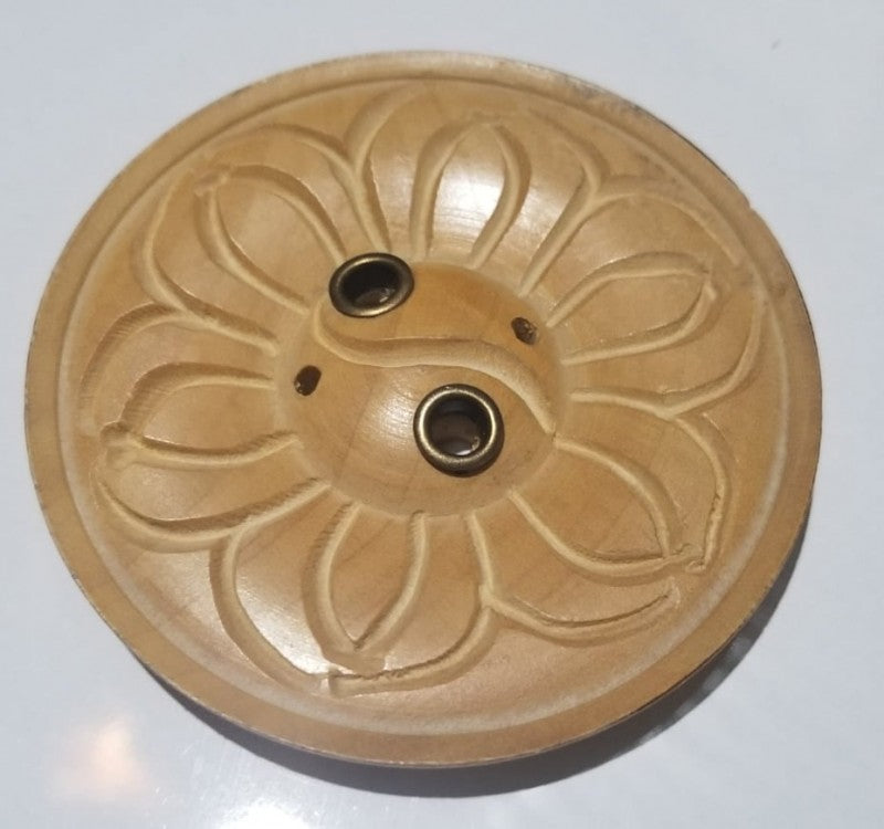 ROUND FLOWER WOODEN INCENSE BURNER