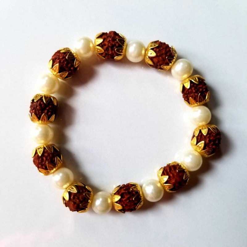 RUDRAKSHA AND PEARL BRACELET