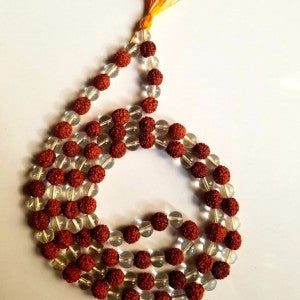RUDRAKSHA AND QUARTZ CRYSTAL MALA