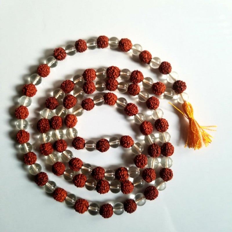 RUDRAKSHA AND QUARTZ CRYSTAL MALA