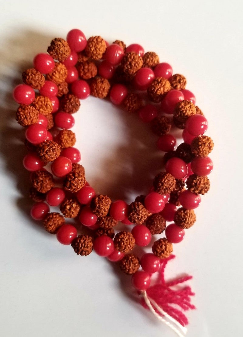 RUDRAKSHA WITH CORAL MALA