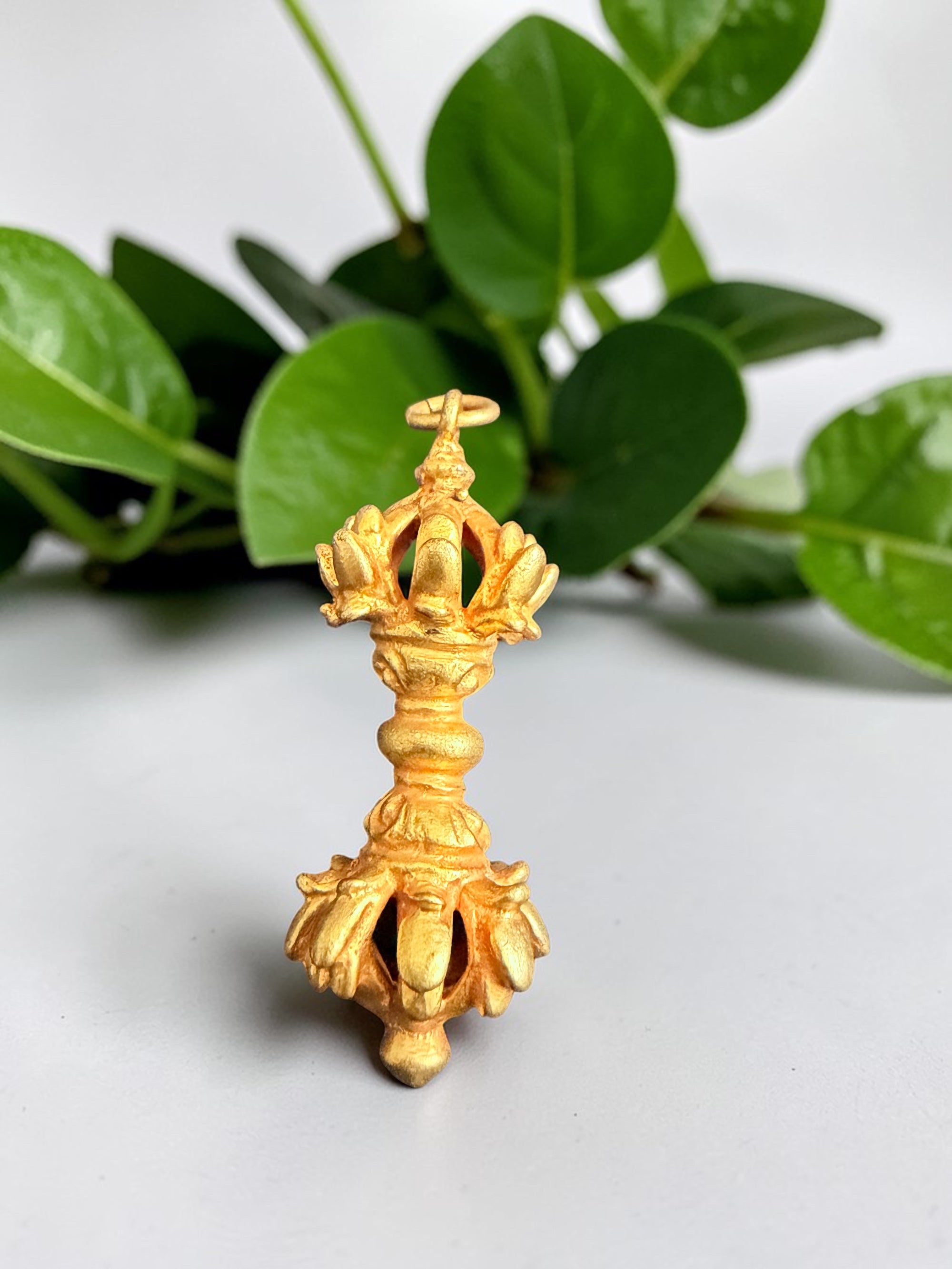 Lotus ( Pema) Symbol Gold plated Copper Vajra ( Dorje) Pendent