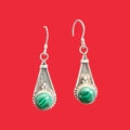 Triangle Sterling Silver Malachite stone Earring