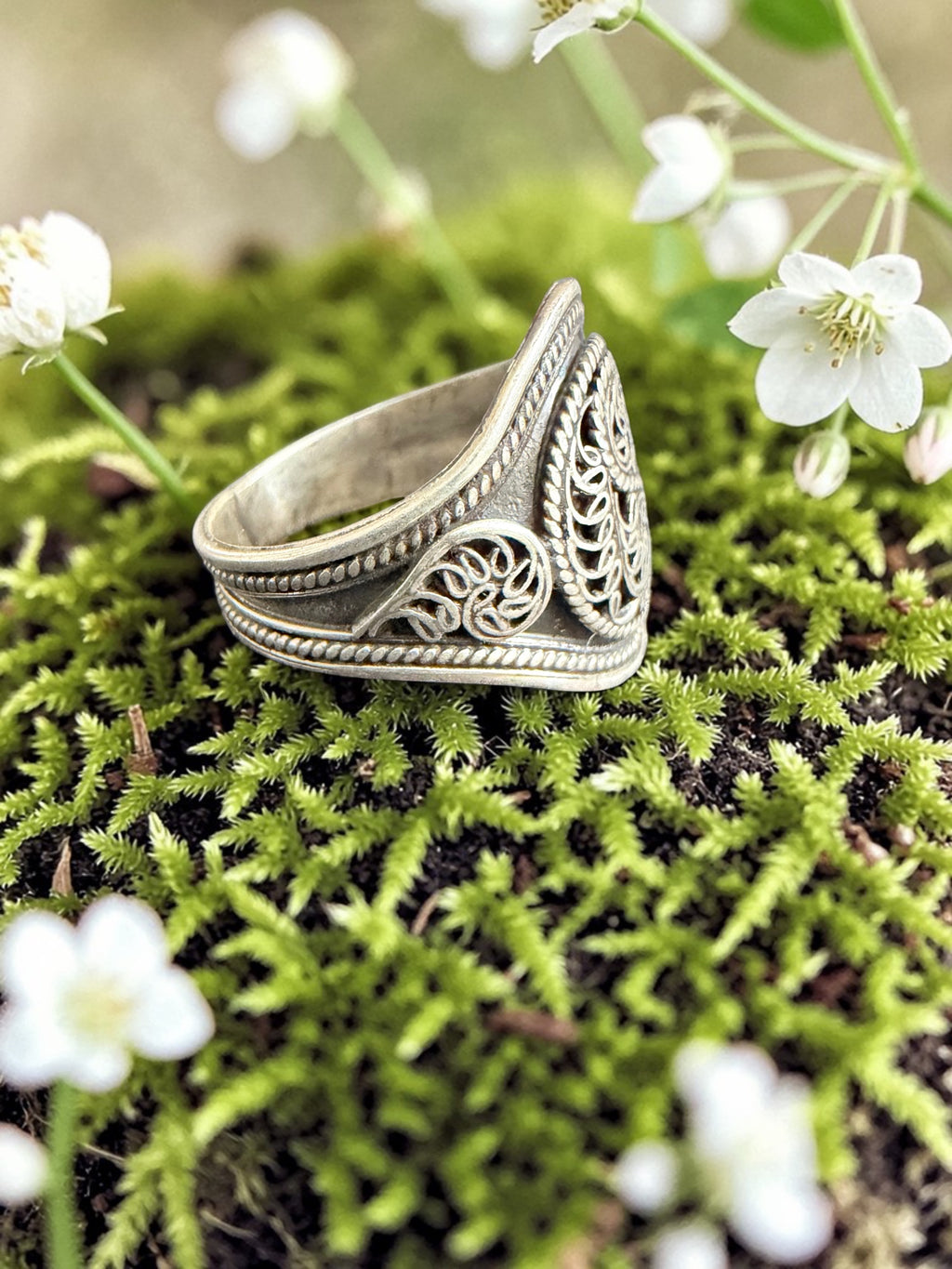 Peace Symbol  Sterling Silver Ring