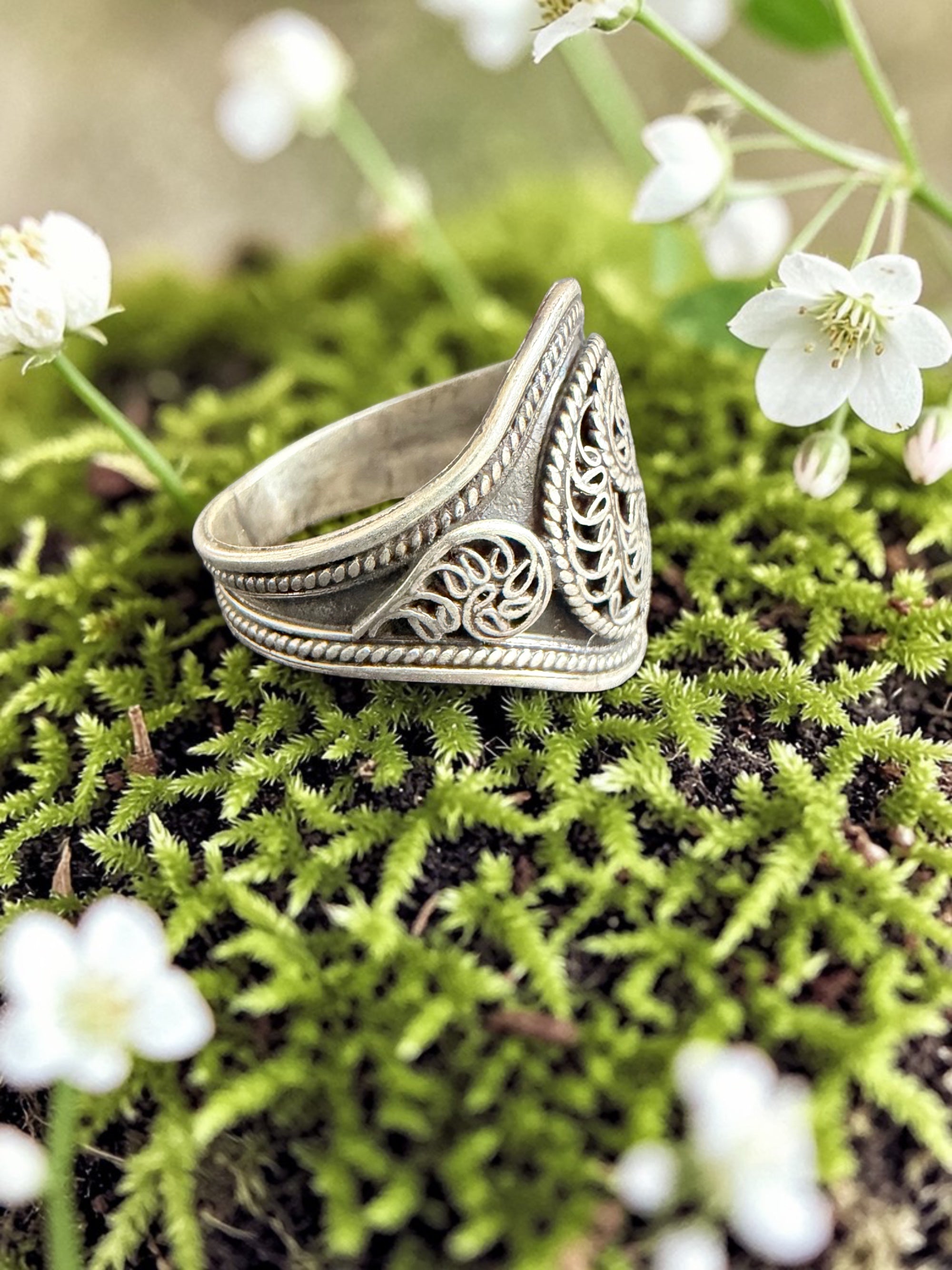 Peace Symbol  Sterling Silver Ring