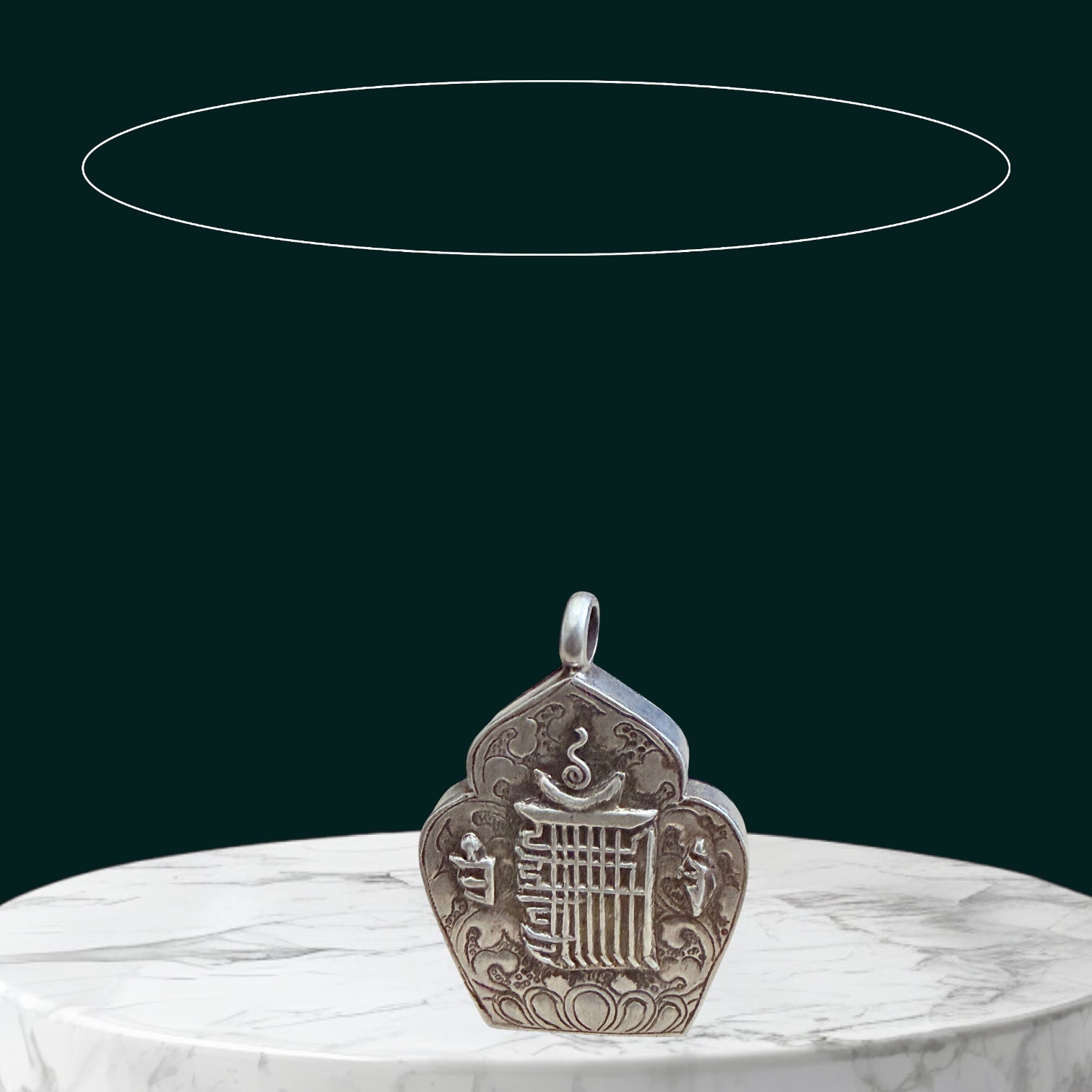 Kalachakra Sterling Silver Amulet ( Gau) Pendant