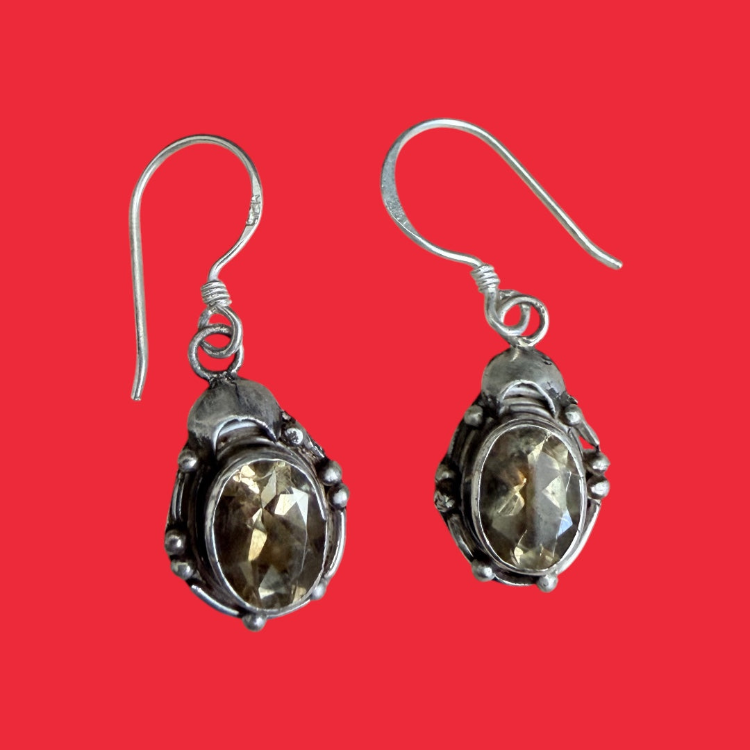 Sterling Silver Smoky Quartz Gemstone Earring