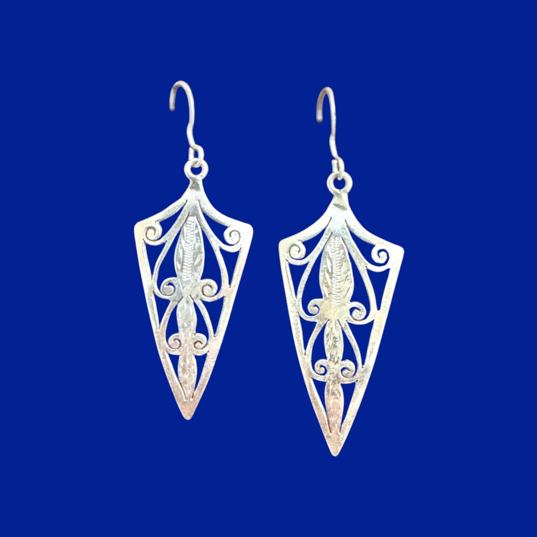 Sterling Silver Triangle Scallop Earrings