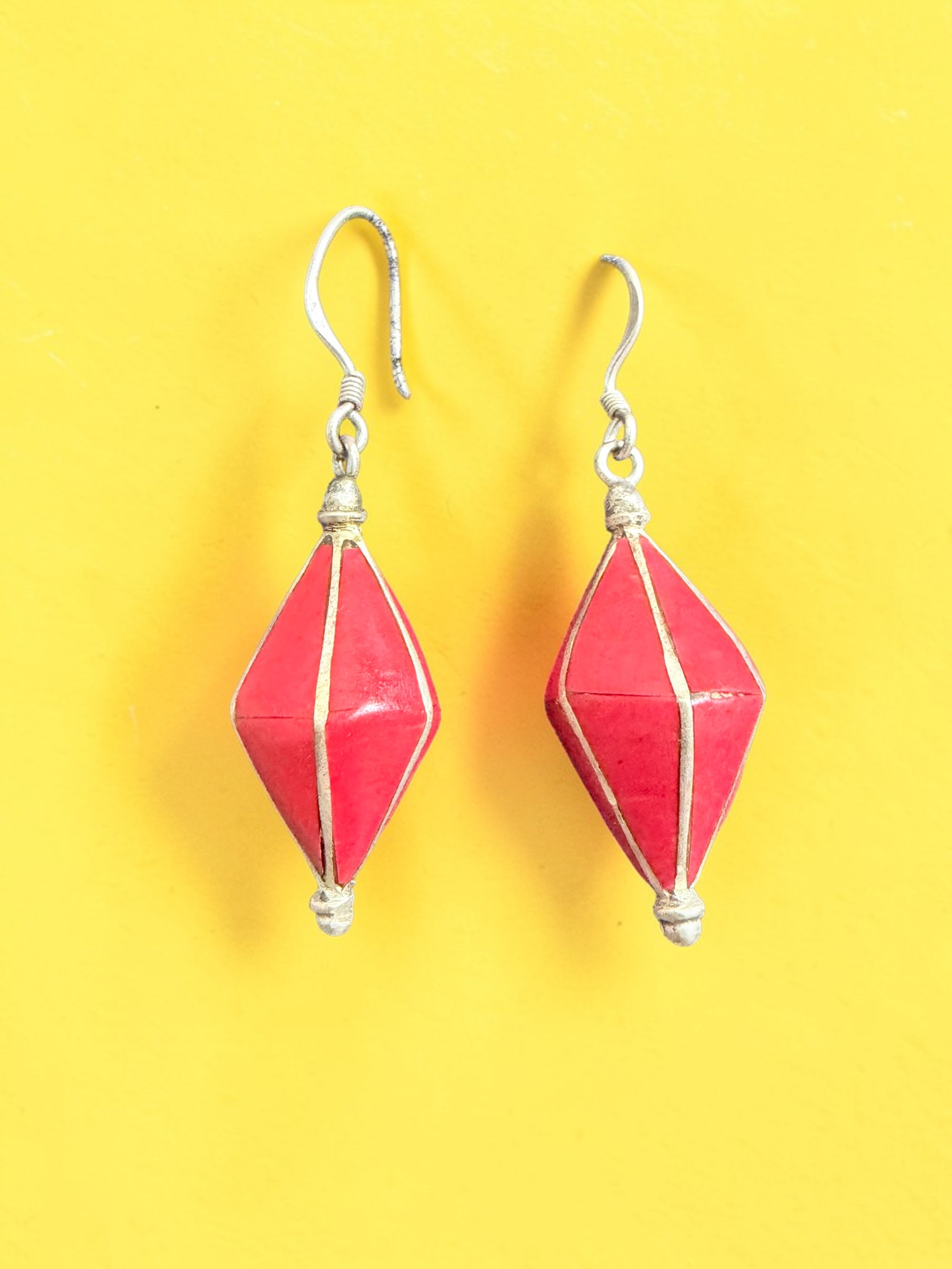 Oval Coral With Sterling Silver Earring