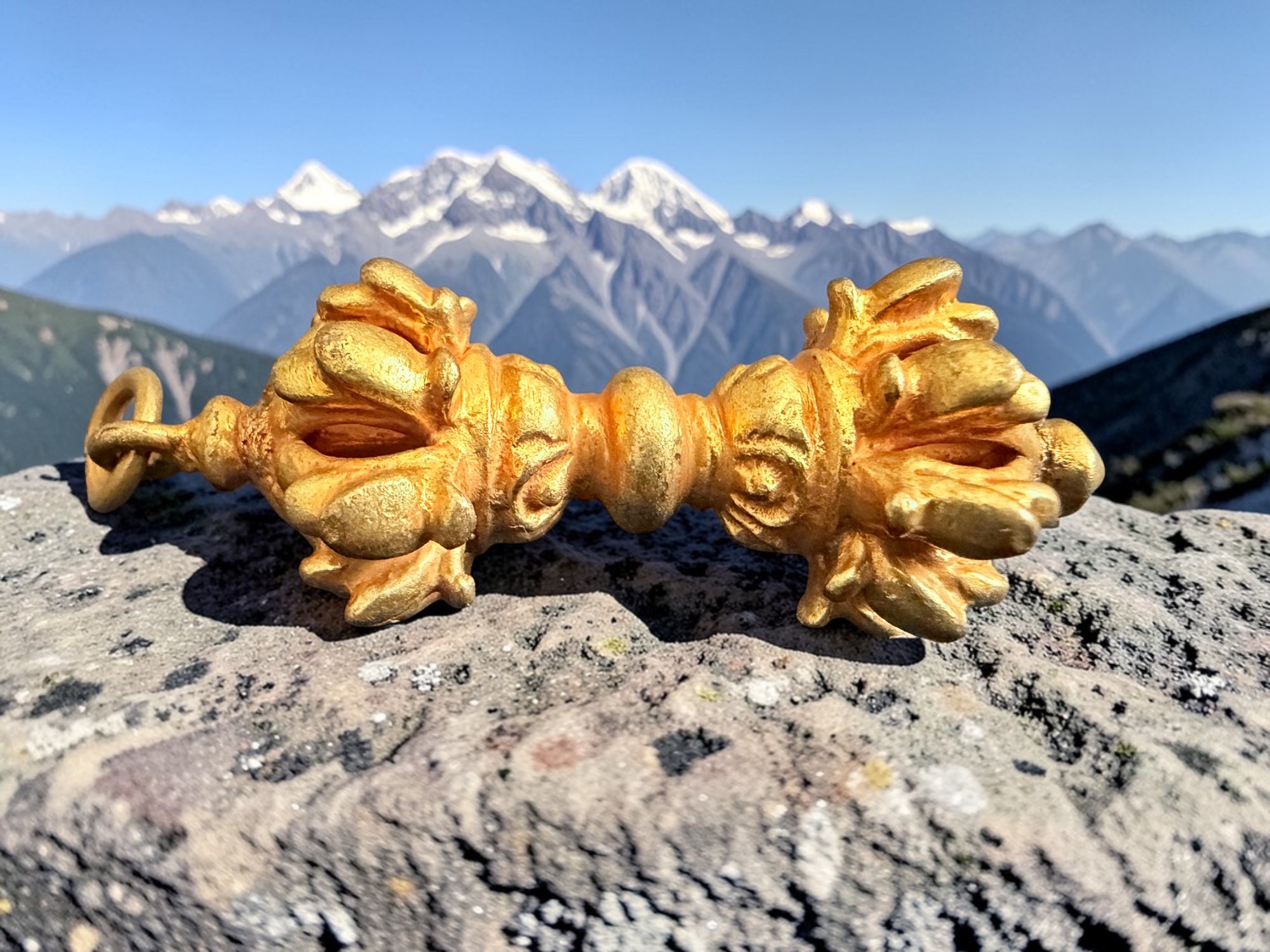 Lotus ( Pema) Symbol Gold plated Copper Vajra ( Dorje) Pendent