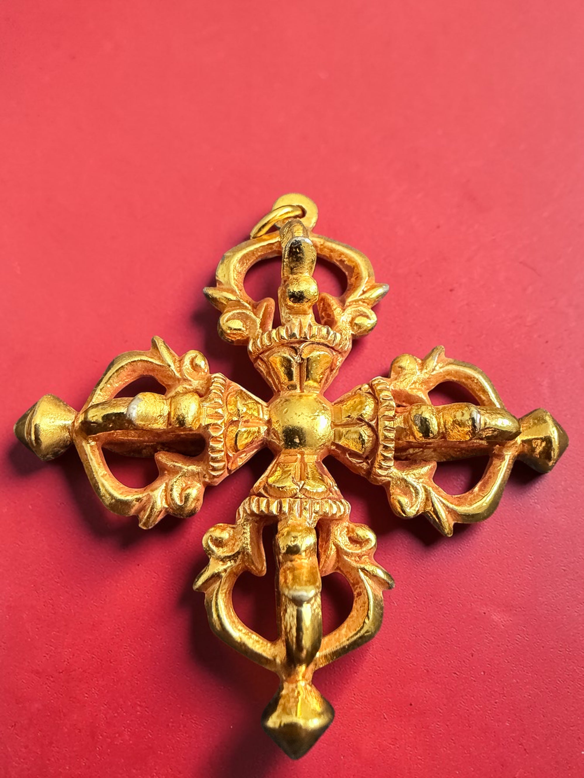 Gold Plated Copper Double Dorje Pendent