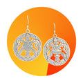 Tibetan Eight Auspicious Symbol Treasurer Vase Sterling Silver Earring