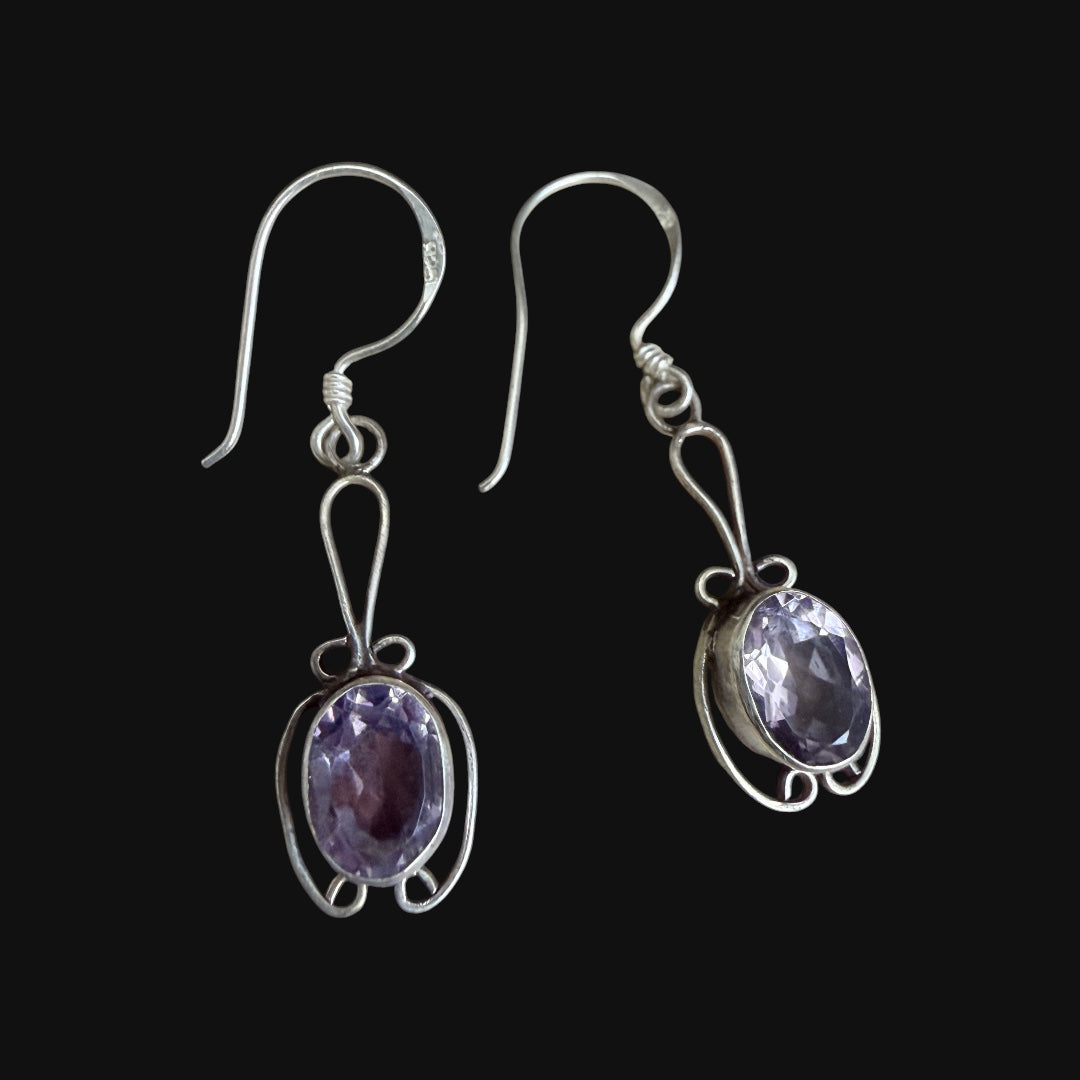 Sterling Silver Amethyst Stone Earring