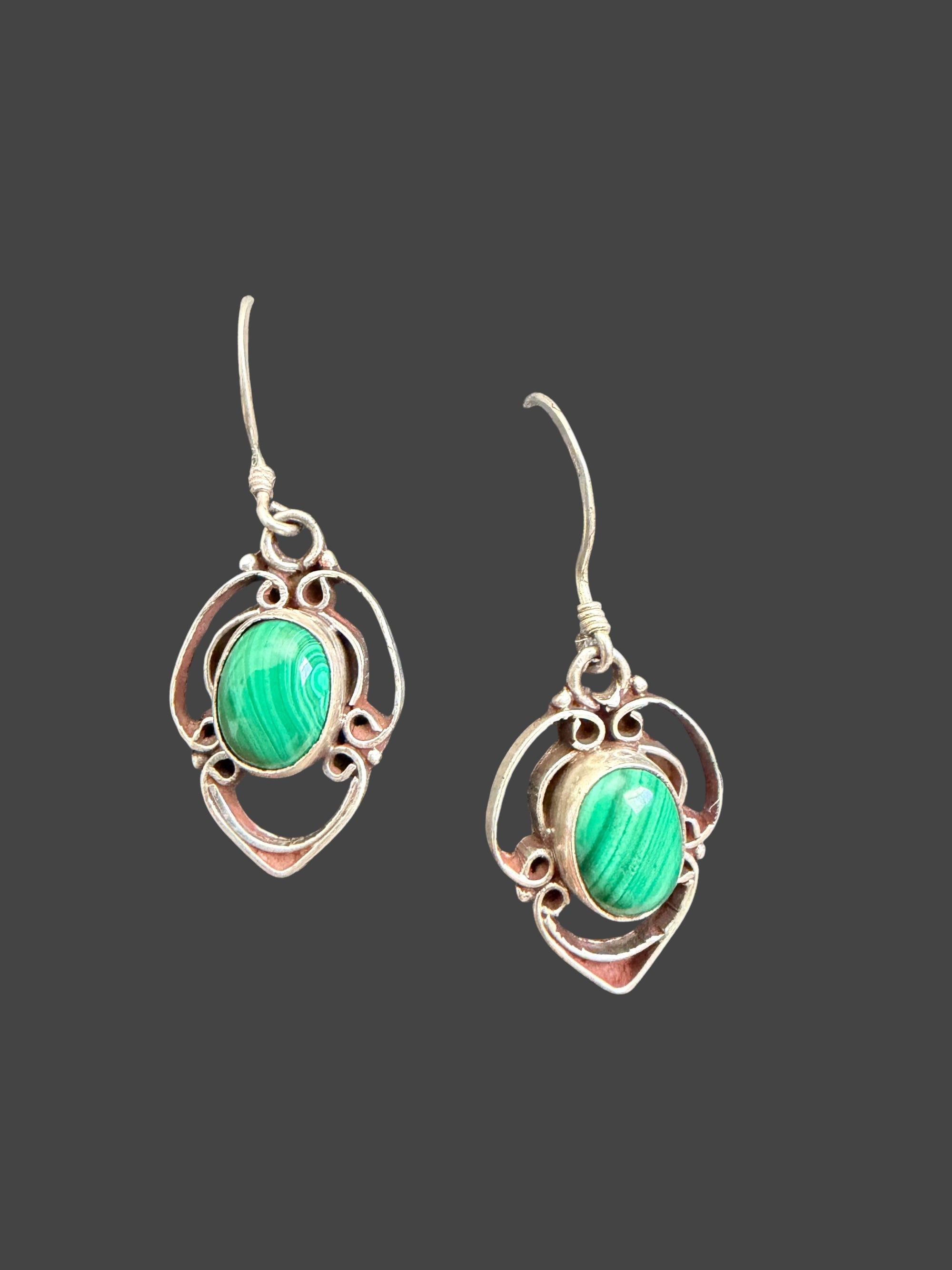 Sterling Silver Natural Malachite stone Earring