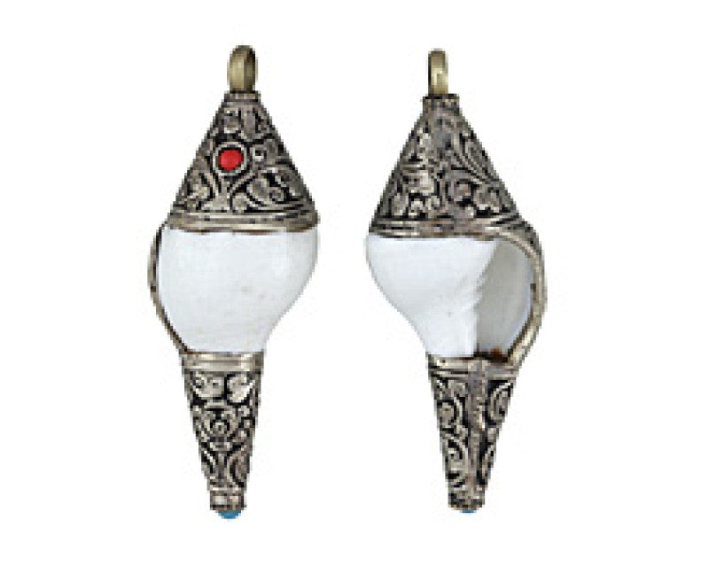 TIBETAN WHITE CONCH SHELL PENDANT