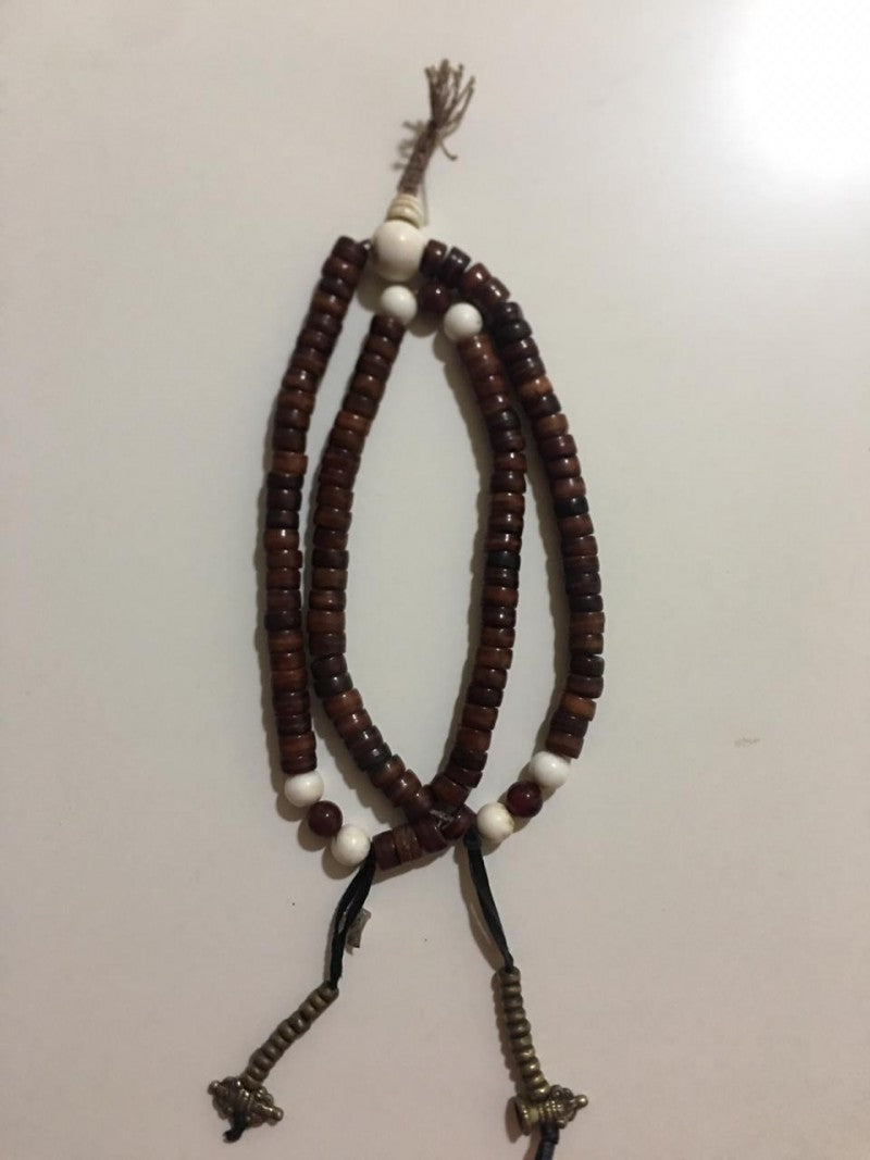 Antique Tibetan Yak Bone Mala with Counter