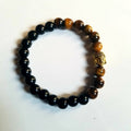 TIGER EYE AND BLACK ONYX WITH BUDDHA HEAD BRACELET