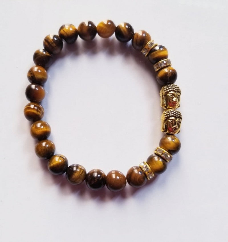 TIGEREYE WITH GOLDEN BUDDHA HEAD BRACELET
