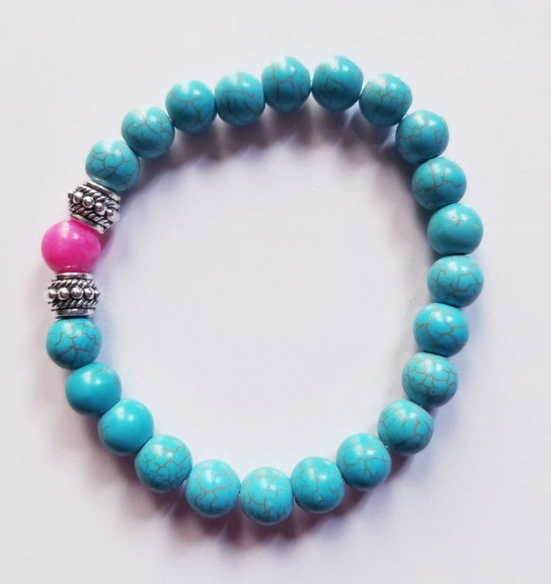 TURQUOISE WITH PINK ONYX BRACELET