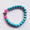TURQUOISE  WITH TURTLE CHARM BRACELET
