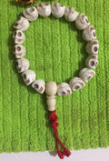 HIMALAYAN YAK BONE NATURAL WHITE BONE SKULL BRACELET