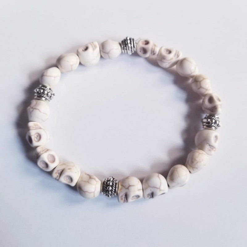 TIBETAN YAK BONE WHITE SKULL BRACELET